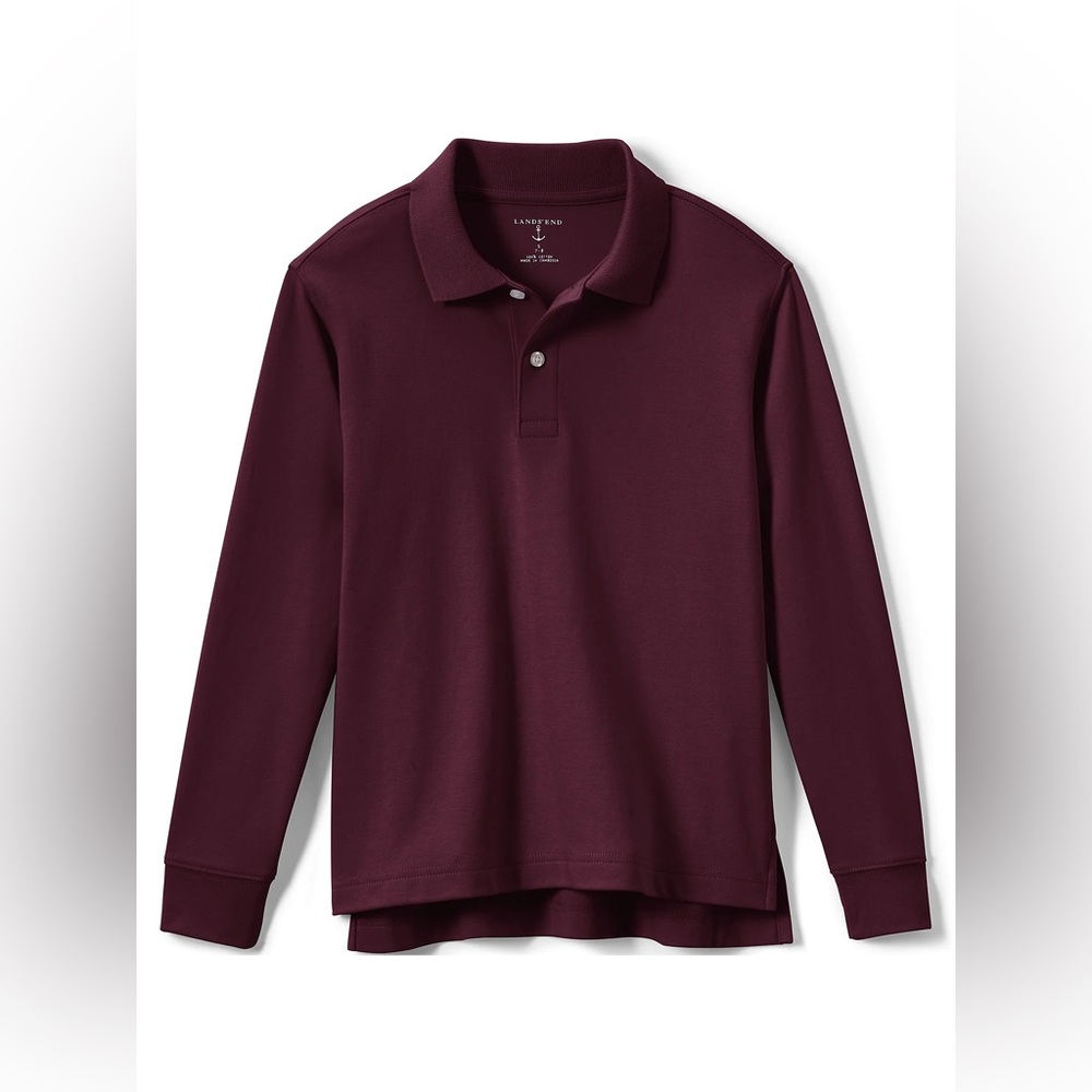 Lands' End burgandy Polo Long Sleeve Casual Top